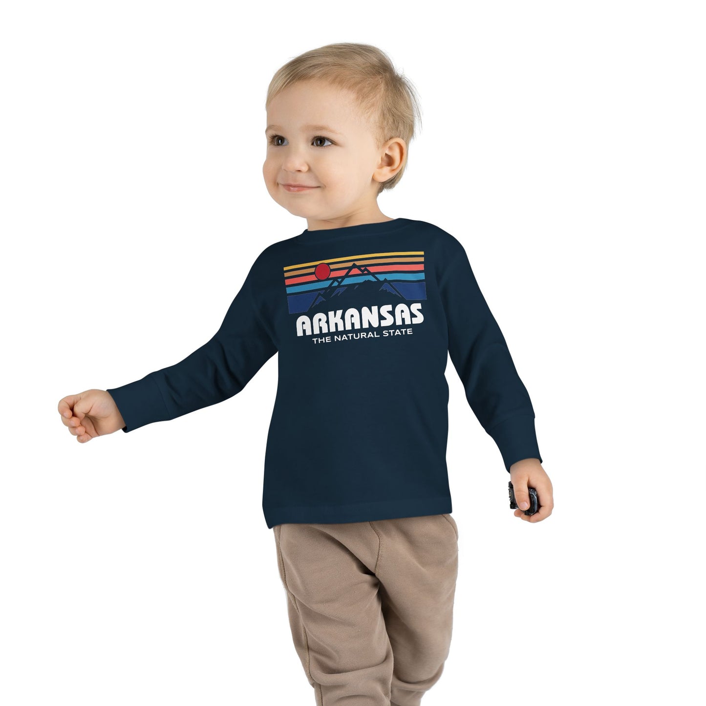 Arkansas Retro Mountain Range - Kids Toddler Long Sleeve Tee
