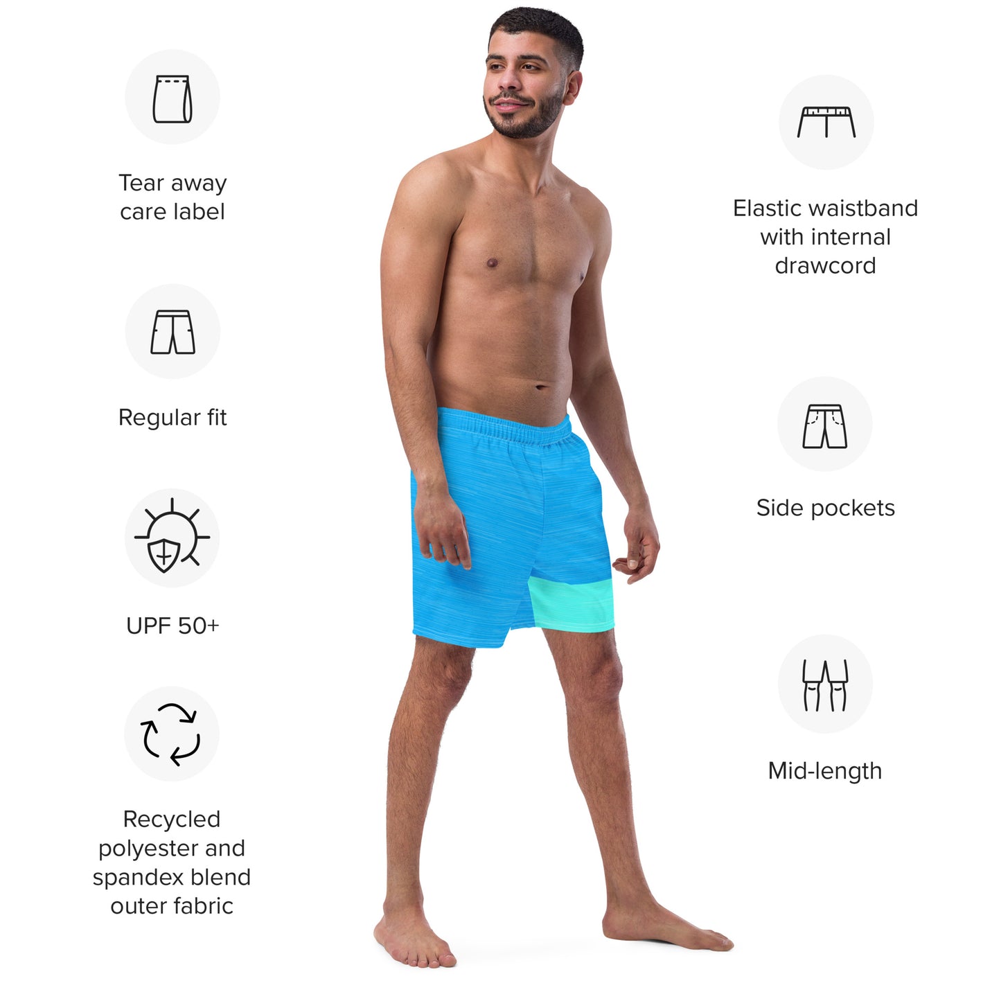Blue Swimming Trunks Color Block