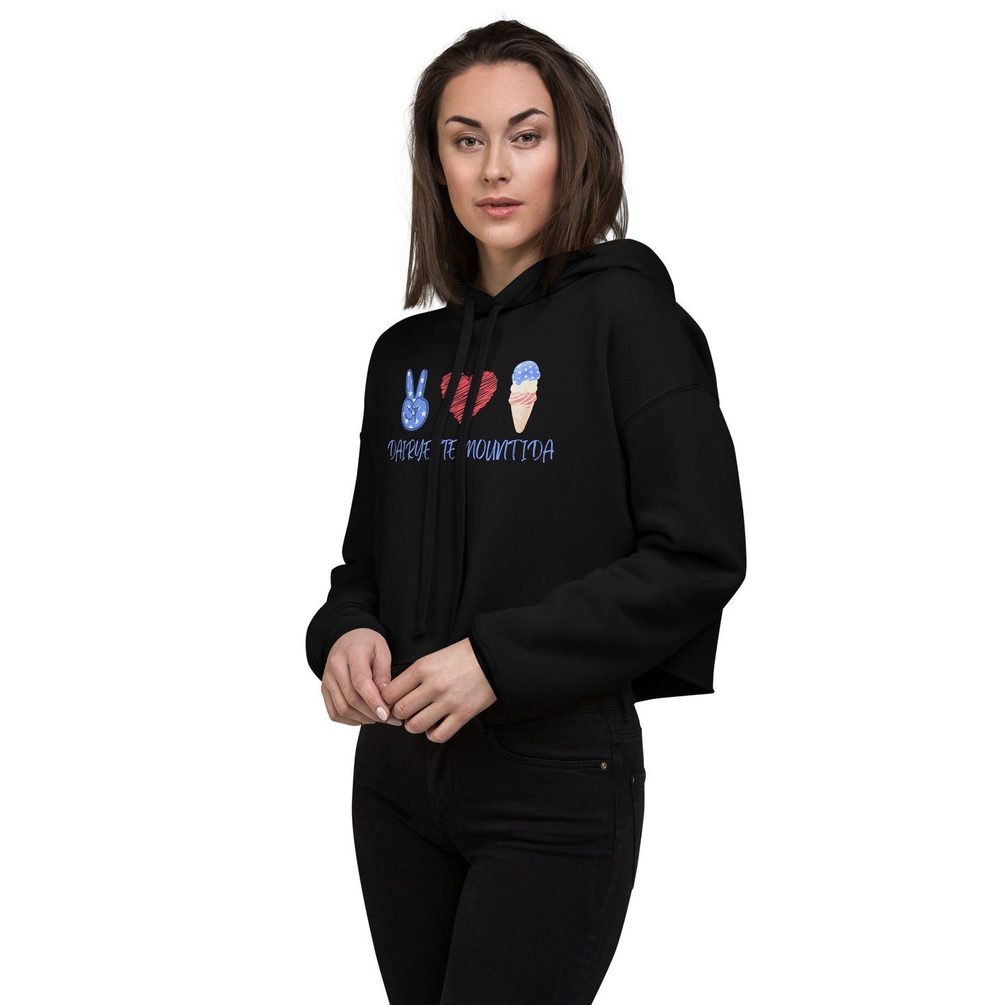 Dairyette Crop Hoodie Peace, Love & Ice Cream