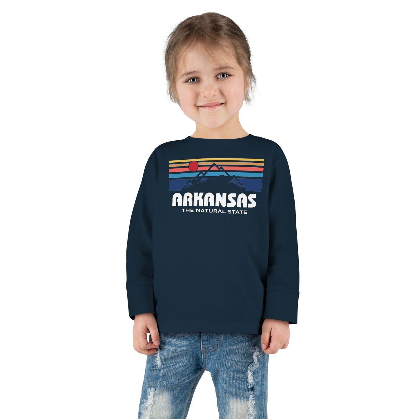 Arkansas Retro Mountain Range - Kids Toddler Long Sleeve Tee