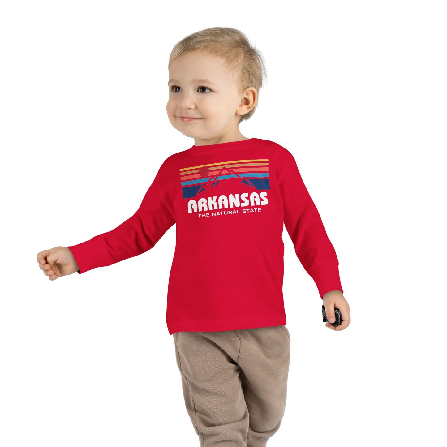 Arkansas Retro Mountain Range - Kids Toddler Long Sleeve Tee