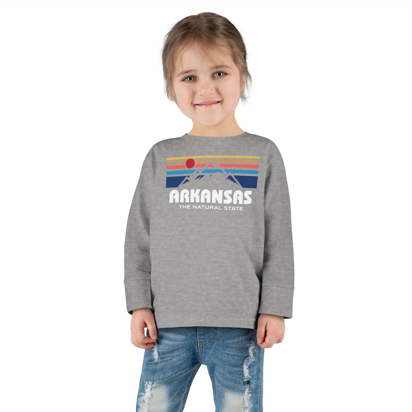Arkansas Retro Mountain Range - Kids Toddler Long Sleeve Tee