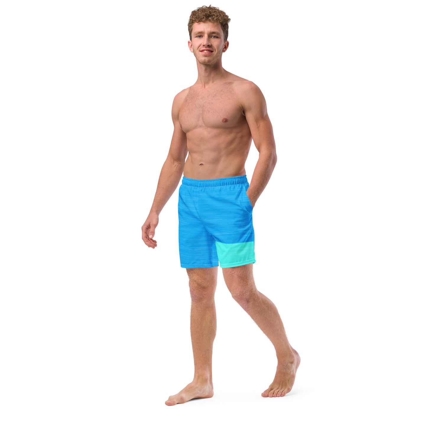 Blue Swimming Trunks Color Block